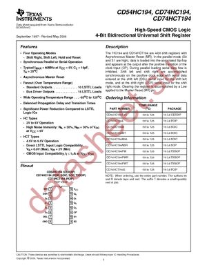 CD74HCT194E datasheet  